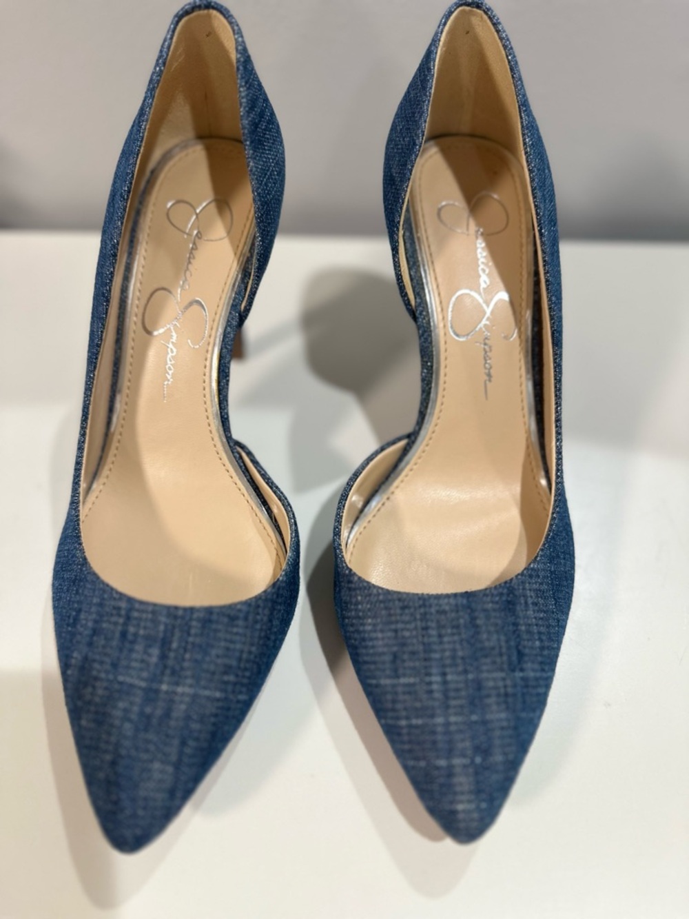 Jessica Simpson Denim Pointed-Toe D'Orsay Pumps - Blue